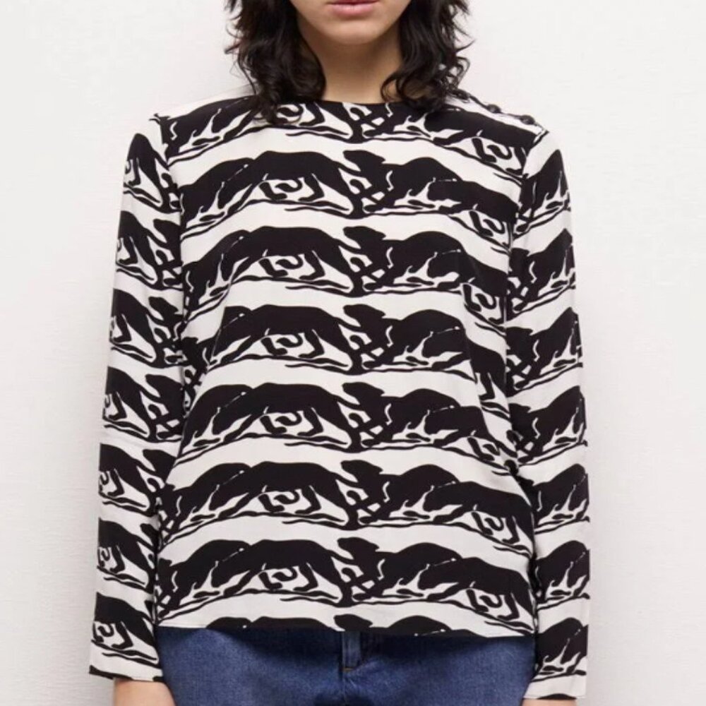 The Kooples Wild Panther Print Blouse Sz 2/M NWT - Picture 2 of 12